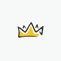 Graphic modernist element drawn by hand. royal crown of gold. Isolated on white background. Vector illustration. Logotype, logo © subjob