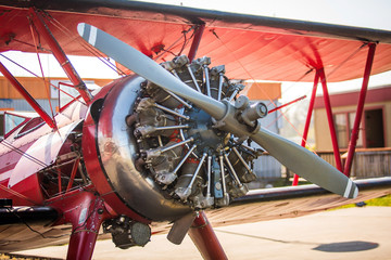 Rotor plane engine close up with propeller
