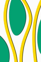 Paper style. Random objects concept on white background. Creative  design. Green and yellow.