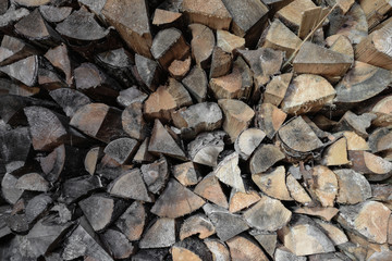 Background of Dry Firewood Placed One on Each Other