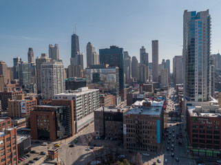 Fototapeta premium Chicago drone skyline