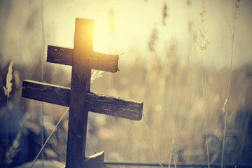Old wooden lop-sided cross