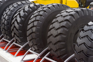 New, shiny tires for heavy machinery