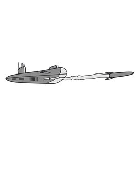 gray submarine launching rocket clip art preview
