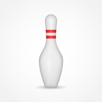 One bowling pin isolated on white background. Vector illustration.