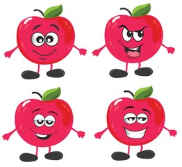 cute apple character set. vector illustration