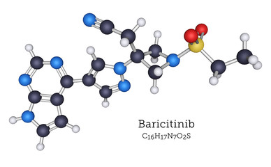 Ball-and-Stick Molecular Model of Baricitinib