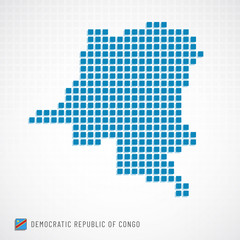 Fototapeta na wymiar Democratic republic of Congo map and flag icon