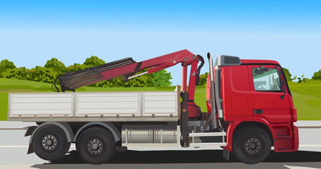 Red truck loader