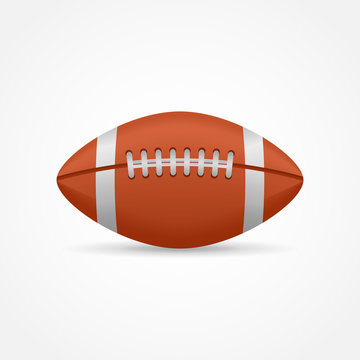 American football isolated on white background. Rugby ball vector illustration.
