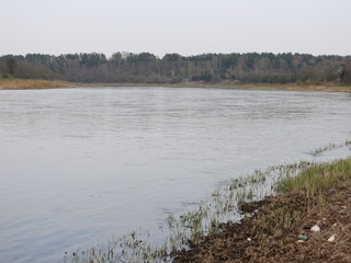 a full-flowing river in the springtime