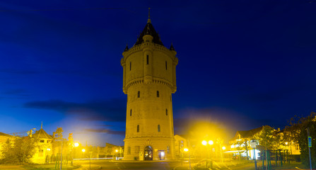 Fototapeta na wymiar Night view of Water Castle, Drobeta Turnu-Severin