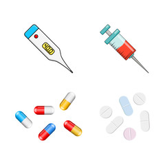 medical accessories set isolated on white background
