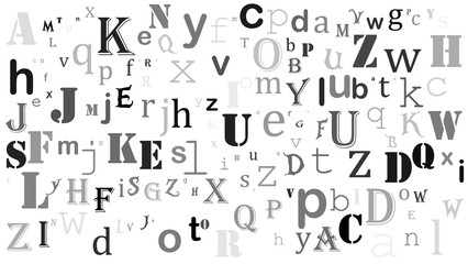 random letters english alphabet background design on white