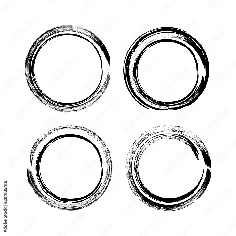 Poster grunge round frames isolated on white background. vector design element set.