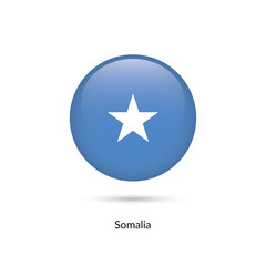 Somalia flag - round glossy button. Vector Illustration