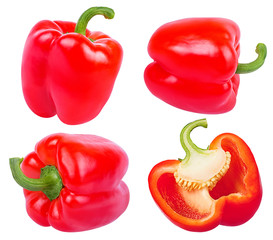 Fresh sweet  red pepper bell isolated on white background with clipping path