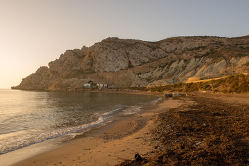 Fototapeta na wymiar Sunrise on a beach in Aguilas, Murcia