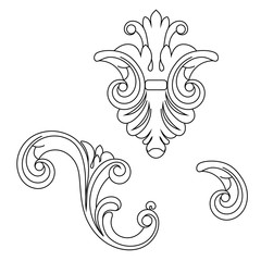 Vintage baroque ornament, corner. Retro pattern antique style acanthus. Decorative design element filigree calligraphy vector. - stock vector