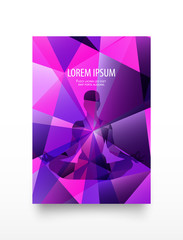 Human or female body in yoga lotus asana on neon purple colorful bright modern geometric abstract background. Flyer or card in trendy colors in low poly style. Double exposure