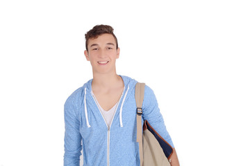 Portrait of beautiful student with backpack