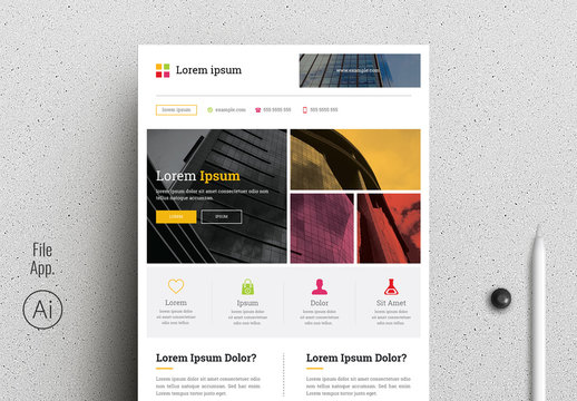Business Flyer Layout with Colorful Accents