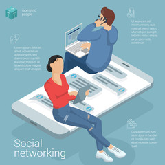 Flat design social network vector template