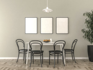 Kitchen table with blank picture frames