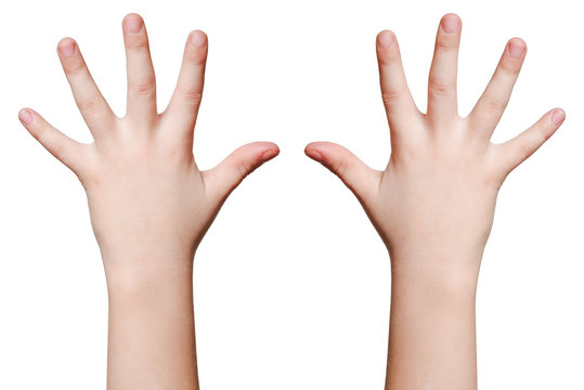 Hand of child isolated on white background