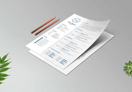 Resume Set with Gray and Blue Accents
