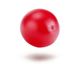 One cranberry isolated on white background. macro