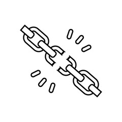 torn chain. The concept of failure. Vector flat illustration.