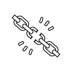 torn chain. The concept of failure. Vector flat illustration.