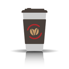 coffee cup Icon on green background. simple illustration