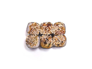 Unagi Roru rolls set on white background