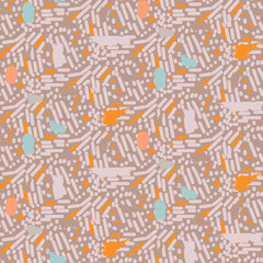 Camo marbled strokes brown seamless vector pattern. Abstract chaotic tan colors repeating background.