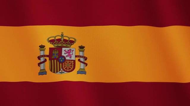 Spain flag waving animation. Full Screen. Symbol of the country.