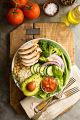 Healthy lunch bowl with grilled chicken
