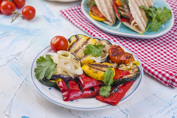 Grilled vegetables for tortilla. Vegetarian food. Healthy Eating