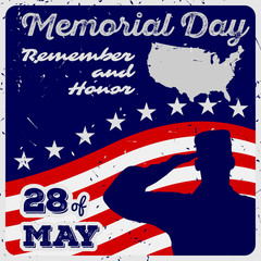 Obraz premium Vintage Memorial Day greeting card, banner or poster.