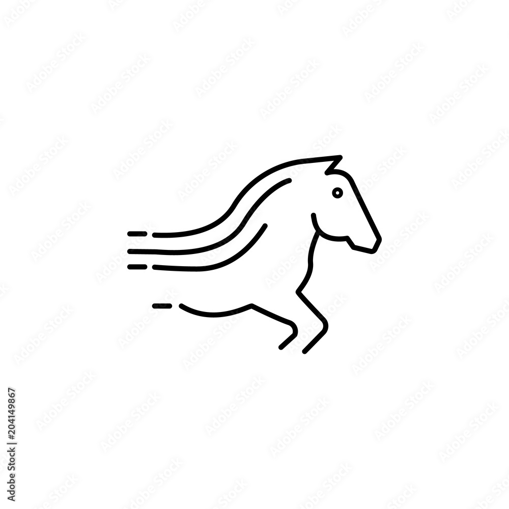 Poster the horse is on the run icon. element of speed for mobile concept and web apps illustration. thin li