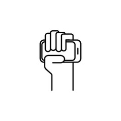 hand holds the phone icon. Element of media and news for mobile concept and web apps. Detailed hand holds the phone icon can be used for web and mobile. Premium icon