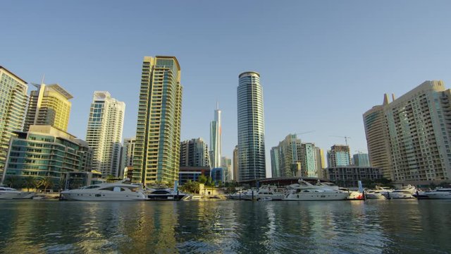 Skyscrapers and boats in Dubai