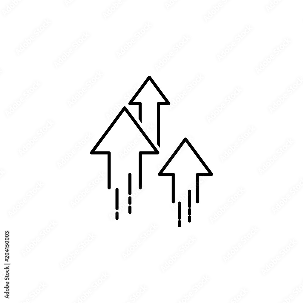 Poster flying arrows icon. element of speed for mobile concept and web apps illustration. thin line icon fo
