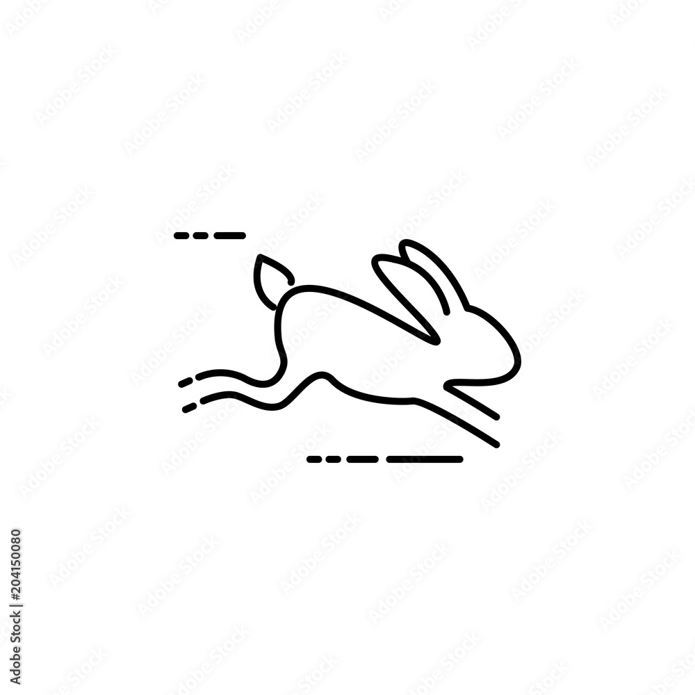 Poster running hare icon. element of speed for mobile concept and web apps illustration. thin line icon for