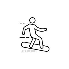 surfer on the board icon. Element of speed for mobile concept and web apps illustration. Thin line icon for website design and development, app development. Premium icon
