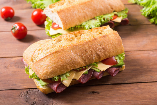 Ciabatta sandwich with lettuce