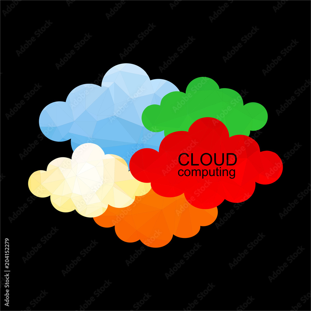 Aufkleber cloud computing design concept with polygon. technology background. vector graphic illustration.
