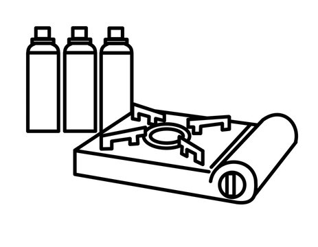 black and white camping stove and gas canisters clip art preview