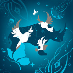 Background with animals abstraction